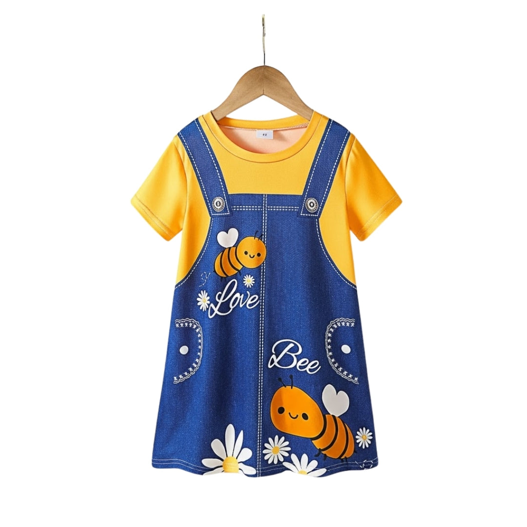 Girls Dress – 2025 4 7Y New Girls Casual Cute Cartoon Animal Short Sleeve Dress For Girls Summer Party Outdoor Kid Girls Fashion Clothing | Baby London® Premium Baby Clothing